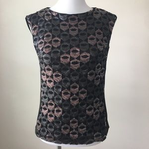 3/$20 W by WORTH Pleather Sequin Brown Top 2